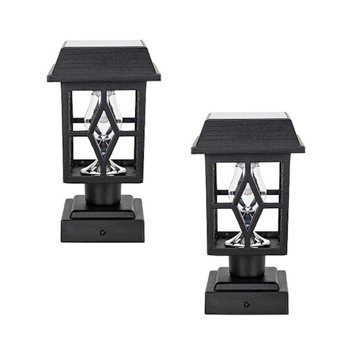 Gama Sonic Luna II Solar Post Cap / Pier Mount Light, Black, Package Of 2