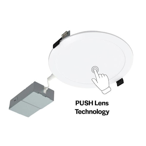 Halco 6" LED Push Lens Slim Downlight, Smooth Trim, Select Cct, 1. Watt