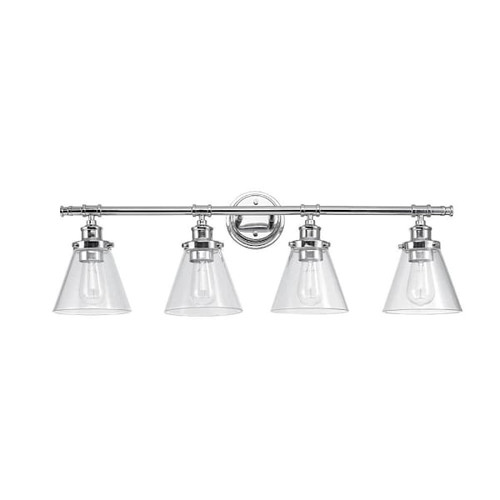 Globe Electric Parker 33.69" 4-Light Chrome Vanity Light, Clear Glass Shades