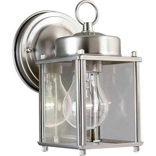 Progress Lighting Flat Glass Lantern 4.56 X 8.63 In. 1-Light Outdoor Lantern (Brushed Nickel)