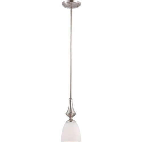 Satco 1-Light Mini-Pendant Brushed Nickel Fixture With Adjustable Frosted Glass