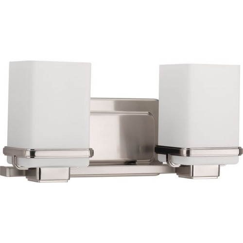 Progress Lighting Metric 13 In. 2-Light Incandescent Bath Vanity Fixture (Brushed Nickel)