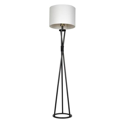Litex 61.75 Inch Floor Lamp With Black Finish Metal Base And White Fabric