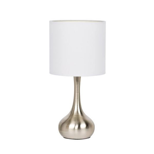 Litex 17.13 Inch Table Lamp With Nickel Metal Base - White Fabric Hardback Shade