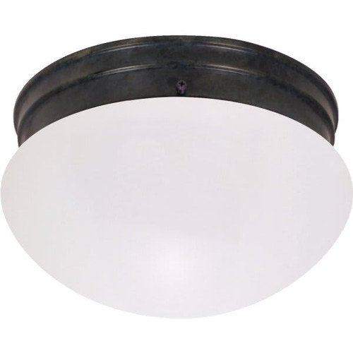 Satco Mahogany Bronze Two-Light 10 Mushroom Flush Fixture With Frosted Glass