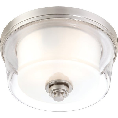 Satco Decker 2-Light Incandescent Flush Mount Light (Brushed Nickel)