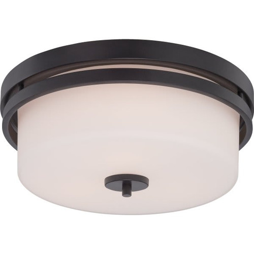 Satco Parallel 3-Light Incandescent Flush Mount Light (Aged Bronze)