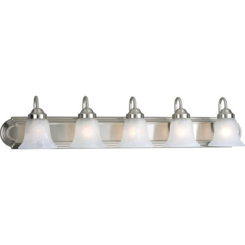 Progress Lighting Alabaster 36 In. 5-Light Incandescent Bath Vanity Fixture