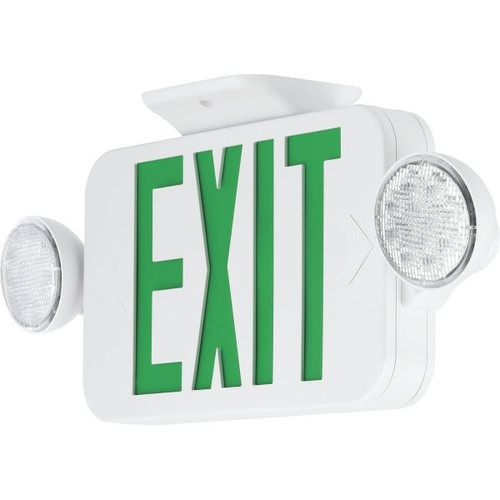 Progress Lighting Led White Exit Signs, Green Lettering With Two Bulbs