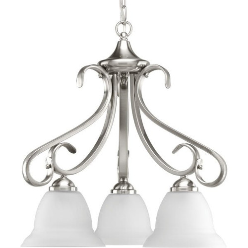 Progress Lighting Torino 3-Light Indoor Chandelier (Glass) (B. Nickel)