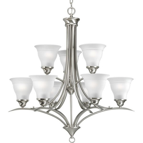 Progress Lighting Trinity 9-Light Indoor Chandelier (Glass) (B. Nickel)