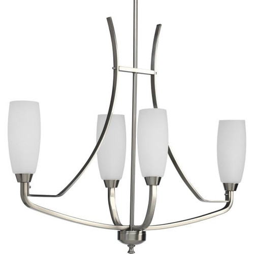 Progress Lighting Wisten 4-Light Ceiling Indoor Chandelier (Glass) (B. Nickel)