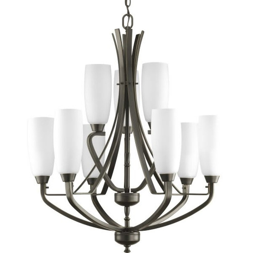 Progress Lighting Wisten 9-Light Ceiling Indoor Chandelier (Glass) (Antique Bronze)