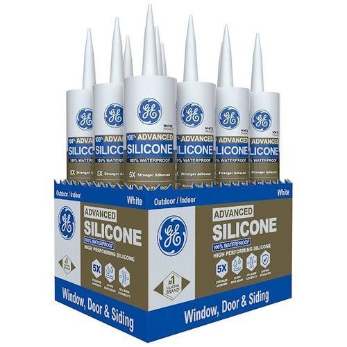 GE 10.1 Oz Silicone 2 Window And Door Sealant, White, Case Of 12