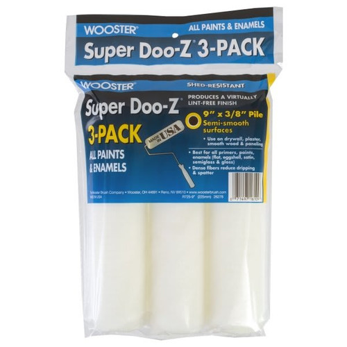 Wooster 9" Super Doo-Z 3/8" Nap Roller Cover, Package Of 3