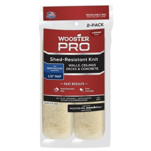 Wooster 4-1/2" X 1/2" Surpass Shed-Resistant Knit Hd Mini, Package Of 2