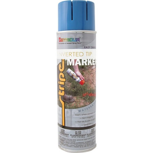 Seymour 20 Oz Fluorescent Blue Stripe Inverted Tip Spray, Case Of 12
