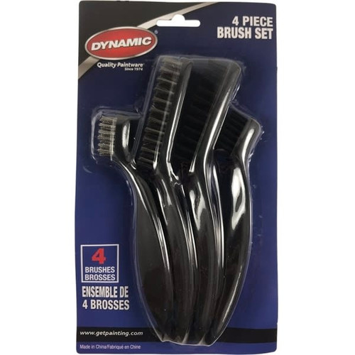 Dynamic Dyn11021 Mini Wire Brush Set, 2 Nylon & 2 Stainless Steel, 4 Piece