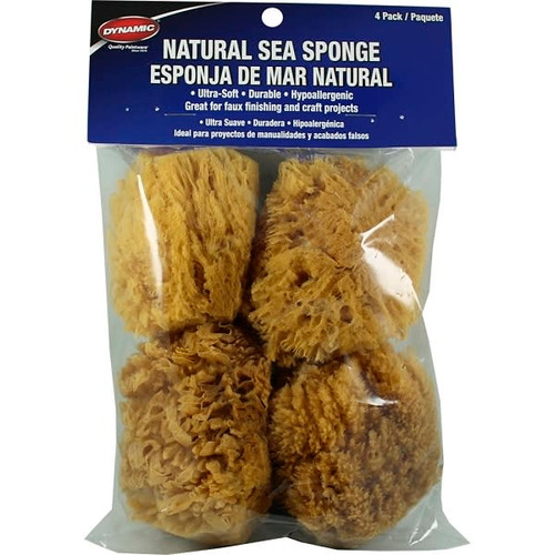 Dynamic 00034 Natural Artist And Craft Sea Sponges 4" - 4 Pack