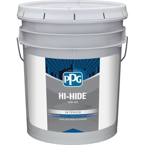 Ppg Architectural Finishes Hi-Hide Latex Semi-Gloss Paint, White, 5 Gallon
