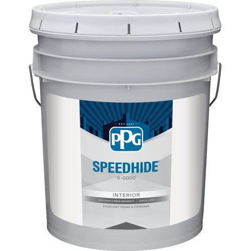 Ppg Architectural Finishes Speedhide Interior Latex Flat Paint, White, 5 Gallon