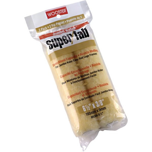 Wooster 6-1/2" Jumbo-Koter Super/Fab Mini Roller Cover, 3/8" Nap, Package Of 12