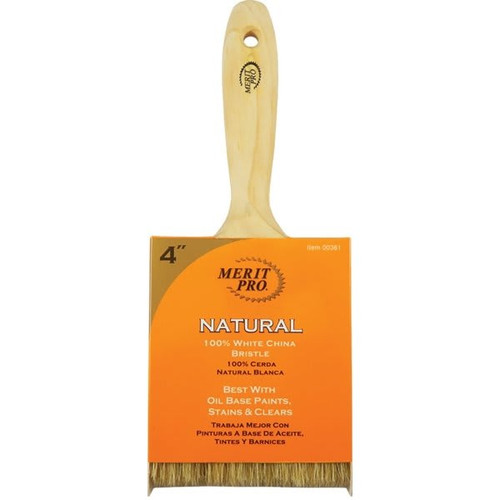 Merit Pro 00361 4" 100% White Bristle Beavertail Handle Brush