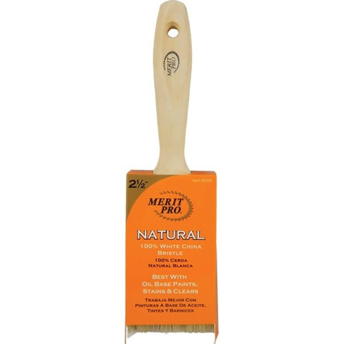 Merit Pro 00359 2-1/2" 100% White Bristle Beavertail Handle Brush, Package Of 12