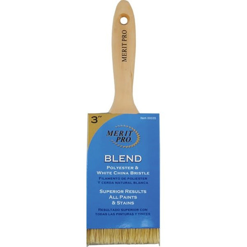 Merit Pro 00035 3" White China Bristle Polyester Beavertail Brush, Package Of 6