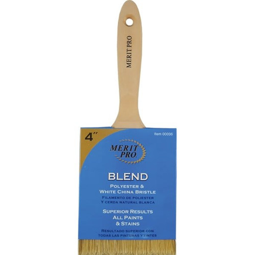 Merit Pro 00036 4" White China Bristle Polyester Beavertail Brush, Package Of 6