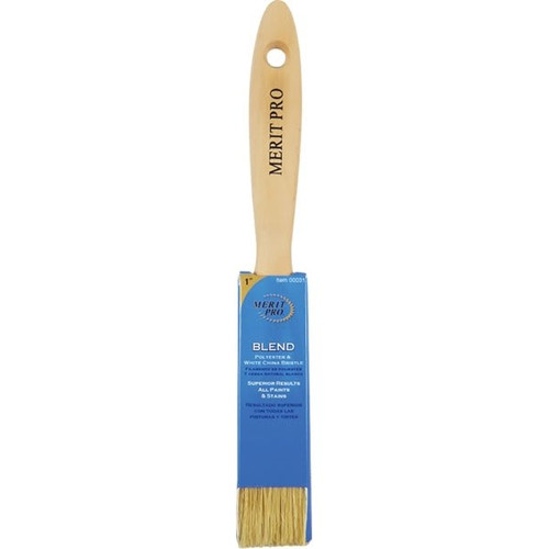 Merit Pro 00031 1" White China Bristle Polyester Beavertail Brush, Package Of 12