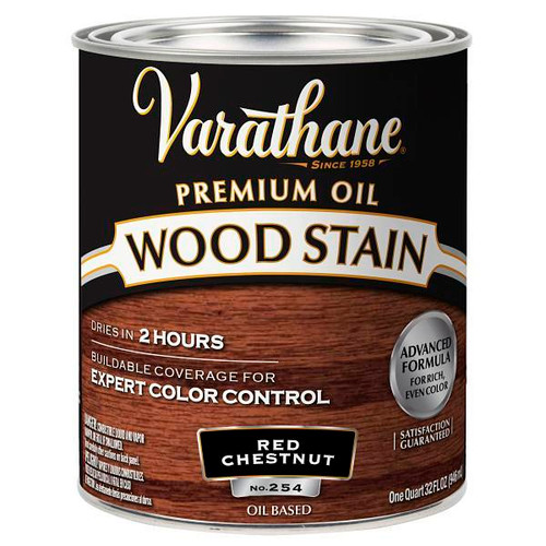 Rust-Oleum Varathane Premium Wood Stain, Red Chestnut, 1 Quart, Case Of 2