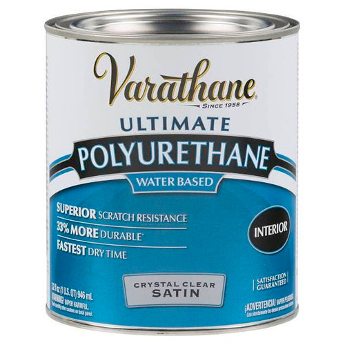 Rust-Oleum Varathane Ultimate Poly, Water Based, Satin, Clear, 1 Qt, Case Of 2