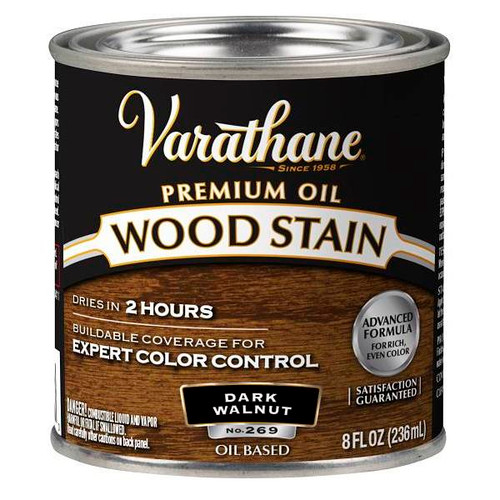 Rust-Oleum Varathane Premium Wood Stain, Dark Walnut, Half-Pint, Case Of 4