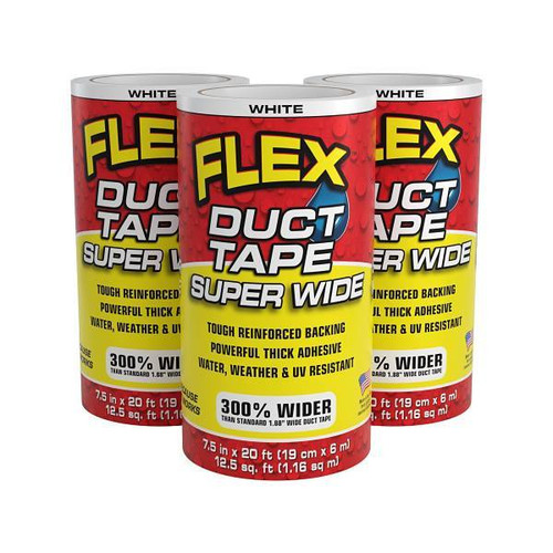 Flex Seal Duct Tape, White, 7.5" X 20', Case Of 3