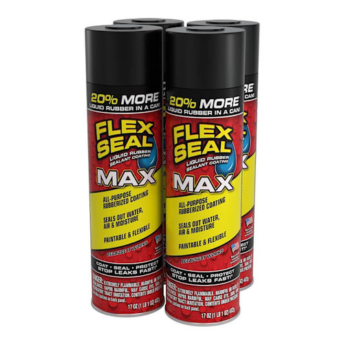 Flex Seal Max Liquid Rubber Sealant Coating, Satin Black, 17 Oz., Case Of 4