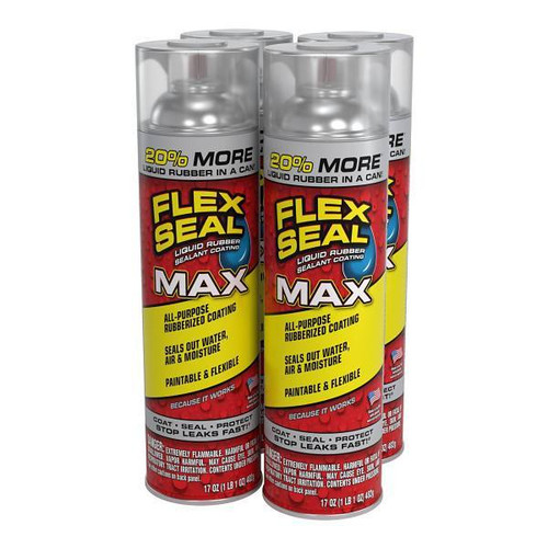 Flex Seal Max Liquid Rubber Sealant Coating, Satin Clear, 17 Oz., Case Of 4