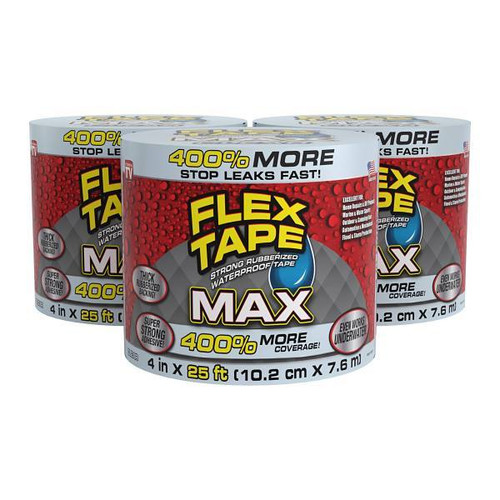 Flex Seal Max Strong Rubberized Waterproof Tape, Clear, 4" X 25', Case Of 3