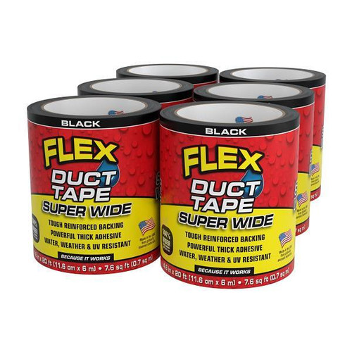Flex Seal Duct Tape, Black, 4.6" X 20', Case Of 6