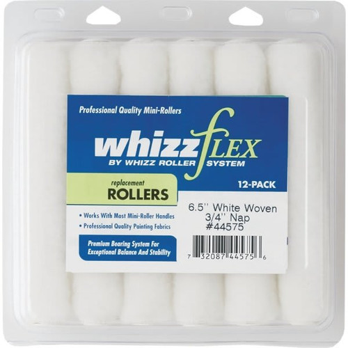 Whizz 44575 6-1/2" White Whizzflex Woven 3/4" Nap Mini Roller, Package Of 12