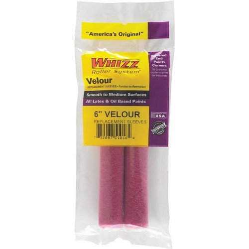 Whizz 51016 6" Purple Velour 3/16" Nap Mini Roller, Package Of 20