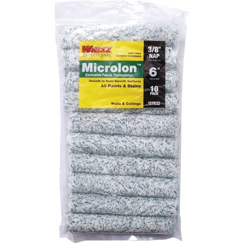 Whizz 27632 6" Microlon 3/8" Nap Mini Roller, Package Of 10
