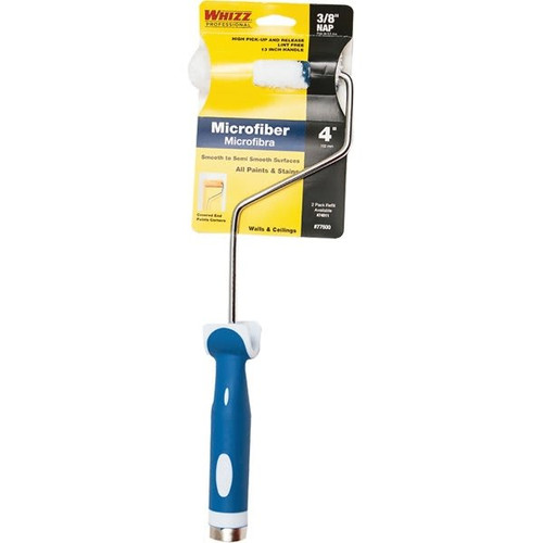 Whizz 4" Xtrasorb Microfiber Blue Stripe Mini Roller, 3/8" Nap, Package Of 10