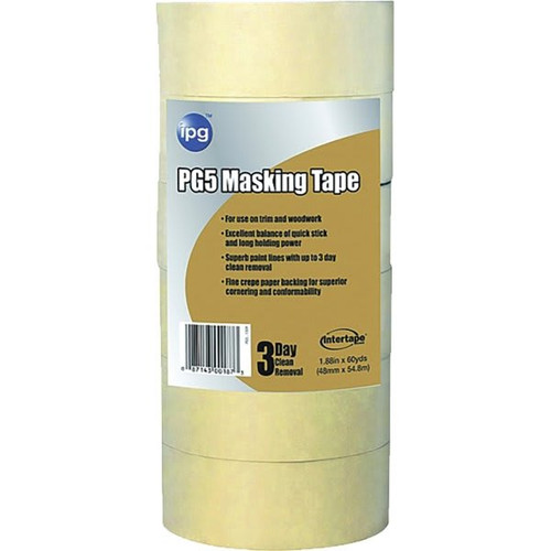 Intertape Polymer Group Pg-5 24mm X 55yd Premium Pro Grade Masking Tape Bulk, Case Of 36