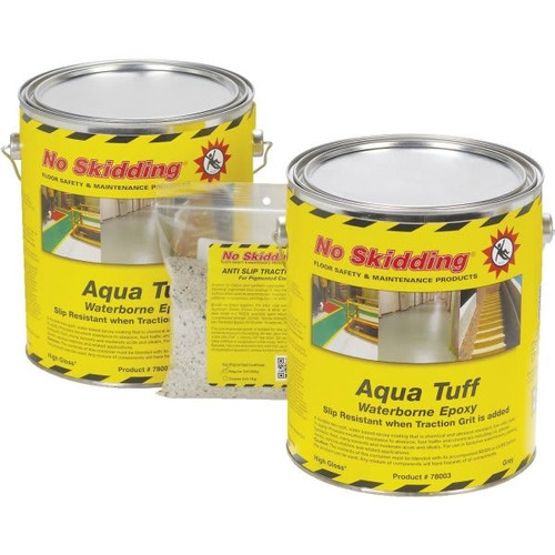 1 Gallon No Skidding Aqua Tuff Waterborne Epoxy Floor Coating Kit - Blue