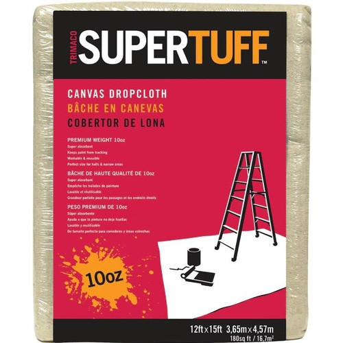 Trimaco 51123 12' X 15' 10 Oz. Super Tuff Canvas Drop Cloth