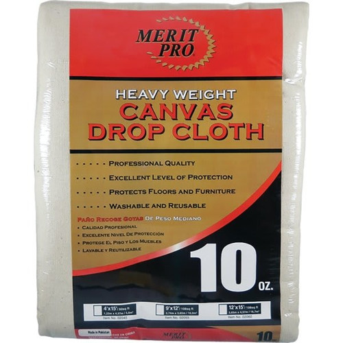 Merit Pro 02045 4' X 15' 10 Oz. Heavy Weight Canvas Drop Cloth