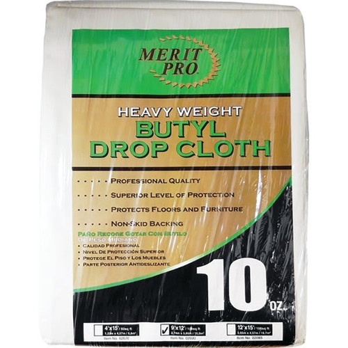Merit Pro 02070 4' X 15' 10 Oz. Heavy Weight Butyl Drop Cloth