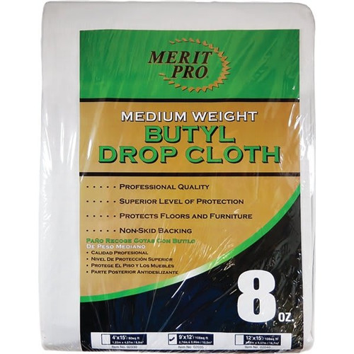 Merit Pro 02040 12' X 15' 8 Oz. Medium Weight Butyl Drop Cloth