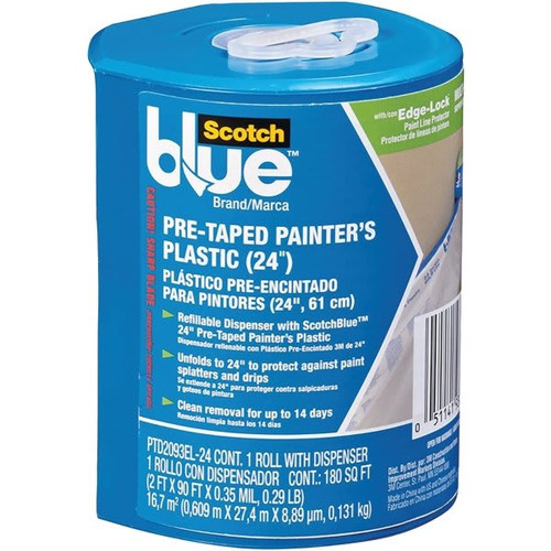 3m Ptd2093el-24 24" X 30yd Pretaped Painters Plastic W/ Dispenser, Package Of 6